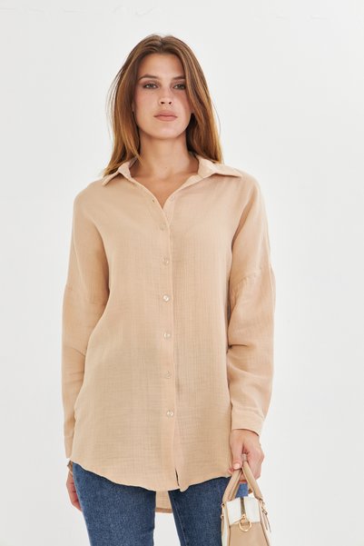 Si&Su Muslin Fabric Women's Relaxed Fit, Oversize, Loose Shirt