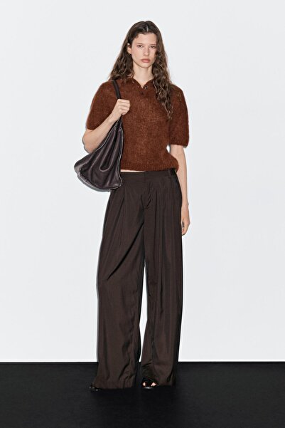 Massimo Dutti Alpaka karışımlı triko polo yaka bluz