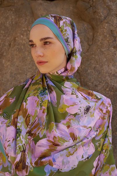 ED Scarf Sunrise Flower Pattern Shawl - Lilac