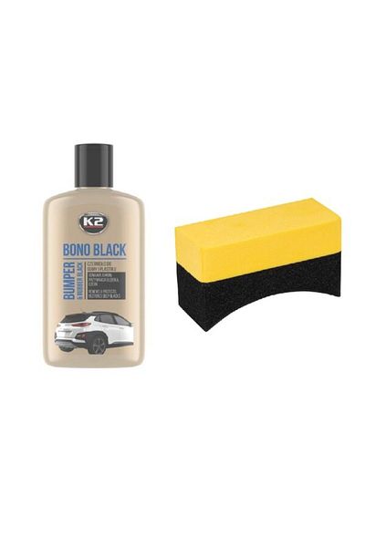 AMIO BONO BLACK black rubber and plastic solution package, 250ml + applicator sponge, 95x35x65mm