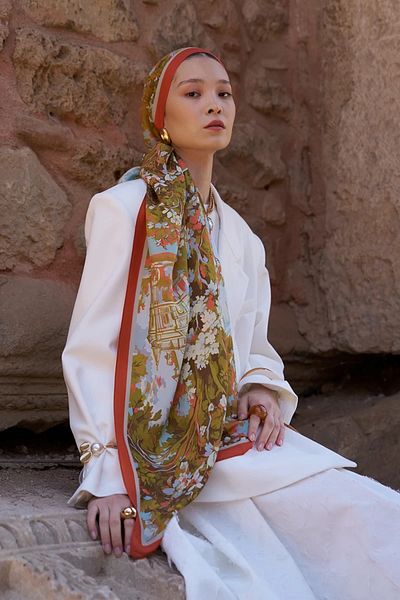 ED Scarf Sunrise Spring Pattern Shawl - Orange