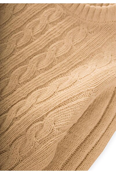 Cigit Hair Braided Sweater 1-8 Years Mustard Yellow