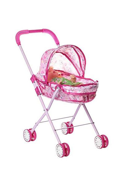 Generic Trolley With Baby Doll For Toddlers Plastic Material Foldable And Portable