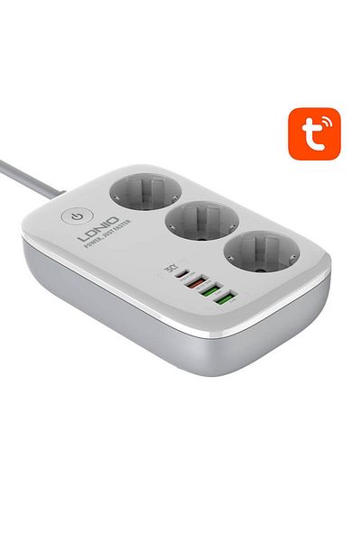 LDNIO Smart extension cord, 2 meters, Tuya compatible, 3 sockets + 4 USB, 30W charging,