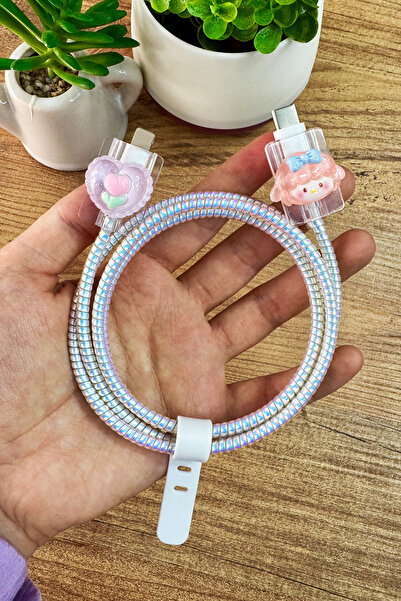 WANNA PROTECT Tüm Iphone Kablolarıyla Uyumlu Şarj Kablosu Koruma Kablo Ucu Ko...