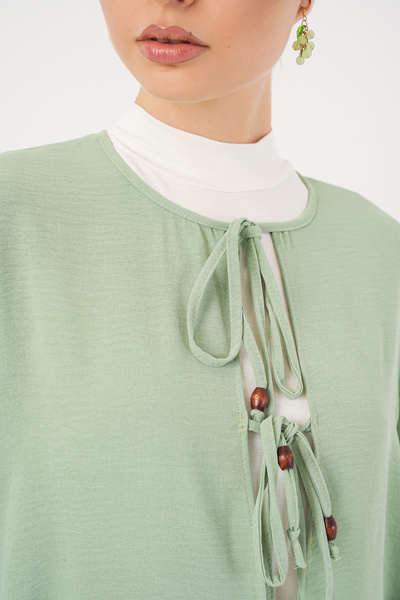 Bigdart Γυναικείο παντελόνι με κορδόνια μπροστά Σετ δύο τεμαχίων 6744 - Mint