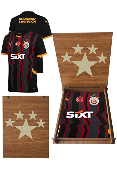 Galatasaray Puma Lisanslı 2024/2025 5 Yıldızlı Alternatif Forma Ahşap Kutu He...