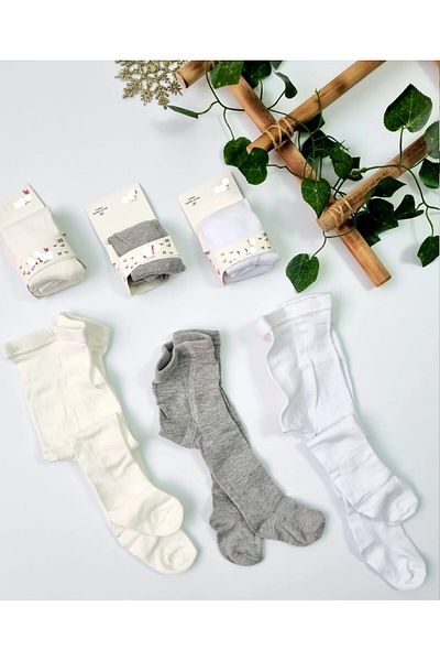 BEBENAZ Unisex Baby Unprinted Cotton Combed Cotton 3-Pack Baby Pantyhose