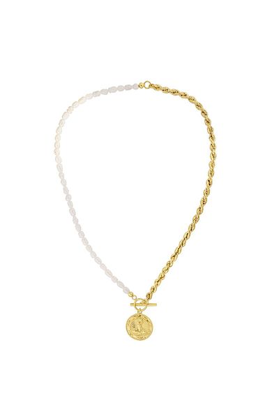 ohmygod jewelry Colier Zendaia Gold - Argint placat cu aur cu perle de cultură, 42 cm