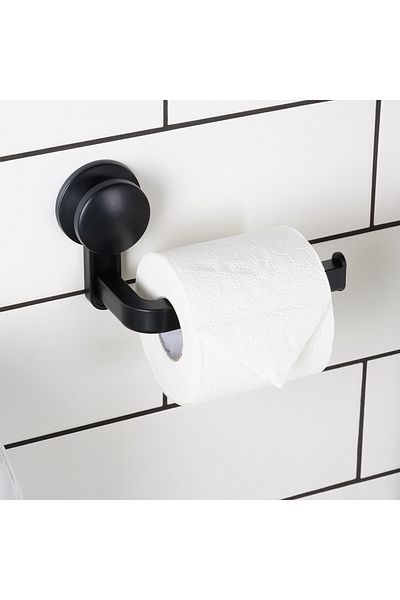 shumee 16.5cm Black Suction Cup Toilet Paper Holder