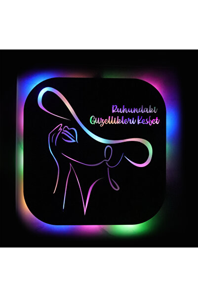 Genel Markalar Led Işıklı Kişiselleştirilebilir Kadın Temalı Tablo Mila Dekor...