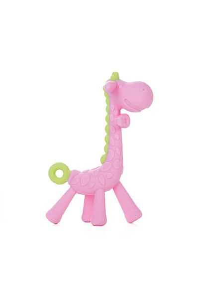 Mixbo Teething Toy, Giraffe, Food-Grade Silicone, Pink