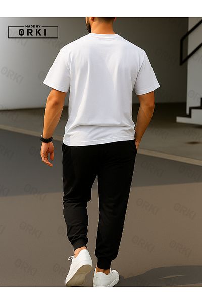 EFFRENATU Limited Edition Printed Oversize Black T-Shirt & Black Pants Tracksuit Set