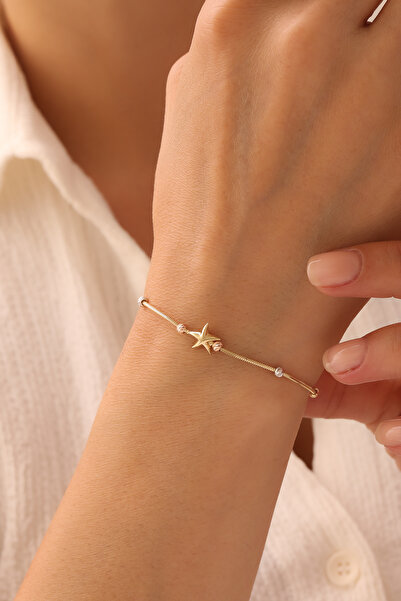 YAVUZ KUYUMCULUK 14 Ayar Altın Kalze Üç Renk Dorika Yıldız Bileklik