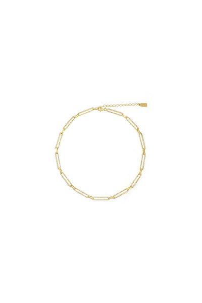 ohmygod jewelry Colier din argint placat cu aur și cristale 35 cm – Ariana