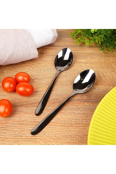 shumee Black Steel Tea Spoons BLACK 2 pcs.