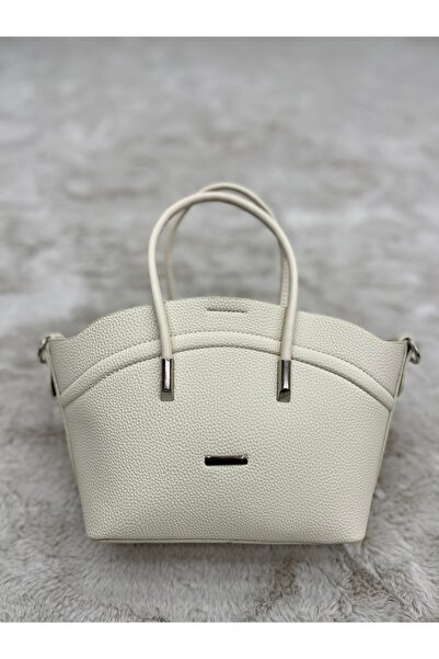 nura Τσάντα χεριών και ώμου με ανάγλυφη κρέμα