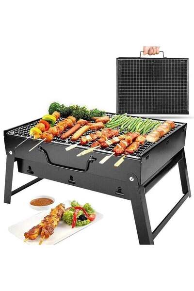 Generic شواية فحم قابلة للطي تتضمن أدوات مائدة للشواء مكونة من قطعتين، وشواية...