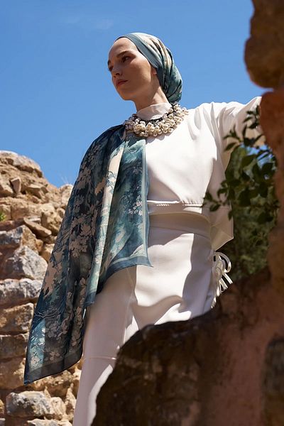ED Scarf Sunrise Spring Pattern Shawl - Blue