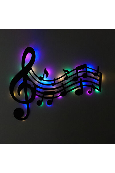 Genel Markalar Led Işıklı Sol Anahtarı Ve Notalar Müzik Temalı Tablo Duvar De...
