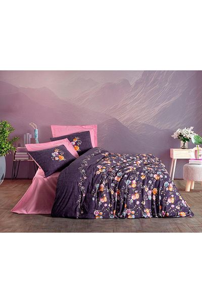 Cotton Box Feminine Double Duvet Cover Set Alessa Pink