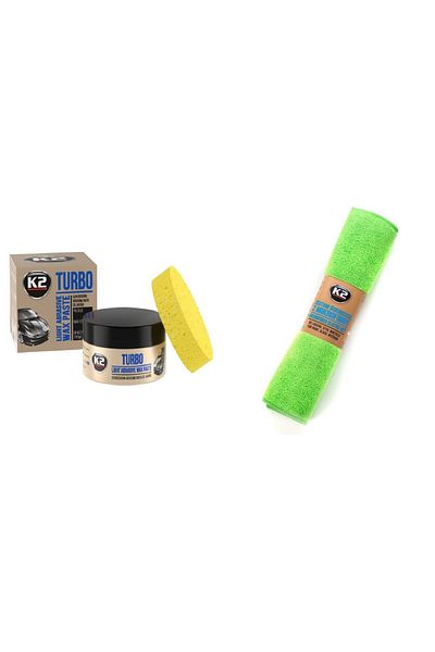 K2 Pachet pasta polish zgarieturi TURBO WAX, 250g + laveta microfibra
