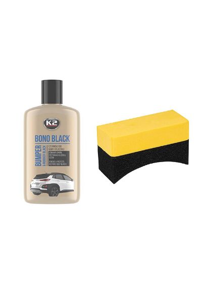 AMIO BONO BLACK black rubber and plastic solution package, 250ml + applicator sponge, 95x35x65mm