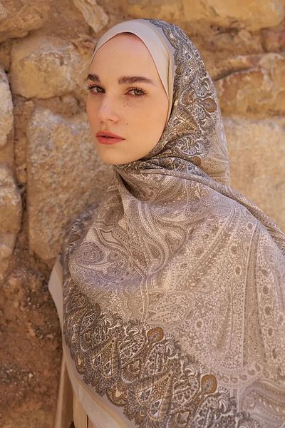 ED Scarf Sunrise Ethnic Pattern Shawl - Beige