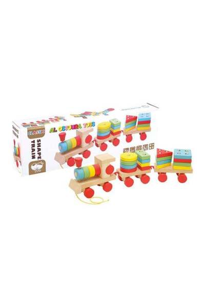 Toybox Generic Alostoura Colorful Classic Train Shaped Wooden Geometric Shape...