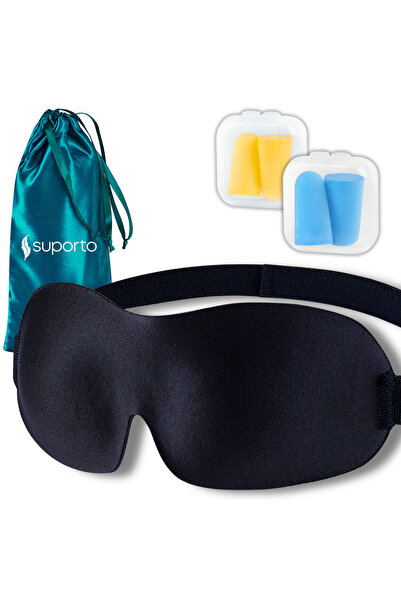 Suporto Set pernă cervicală ortopedică pentru dormit cu extensii gri + mască de somn 3D