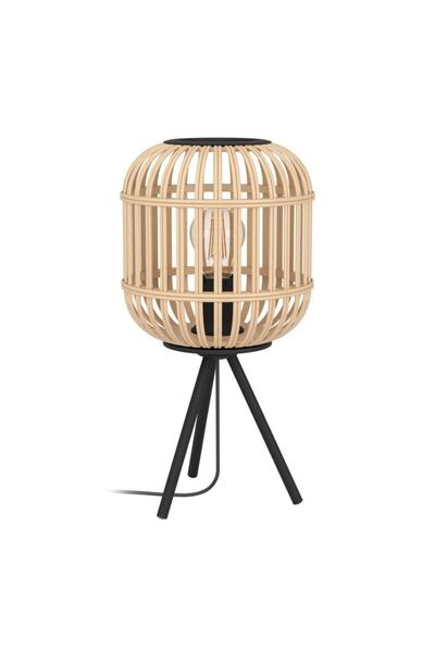 Eglo Veioza cu abajur din bambus, structura metalica, design vintage, sursa cu soclu E27, 28 W, 400 x ...