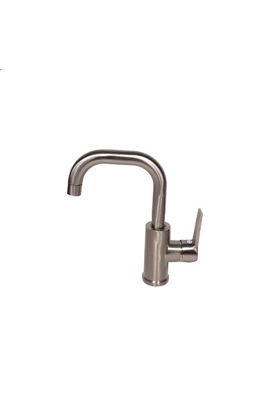 RAY Mixer, single-lever type, with straight neck spout, satin stainless steel