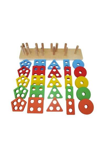 Generic لعبة مكعبات خشبية متعددة الألوان بأشكال هندسية