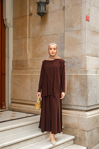 LOCCO Costum casual asimetric pentru damă Bitter Brown