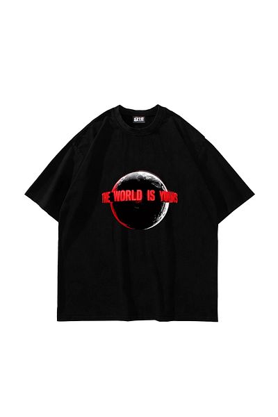 Sekizbiraltı The World Is Yours V2 Printed Oversize Unisex Black Tshirt