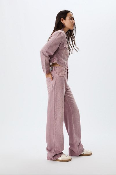 Stradivarius Straight-fit jeans with rhinestones