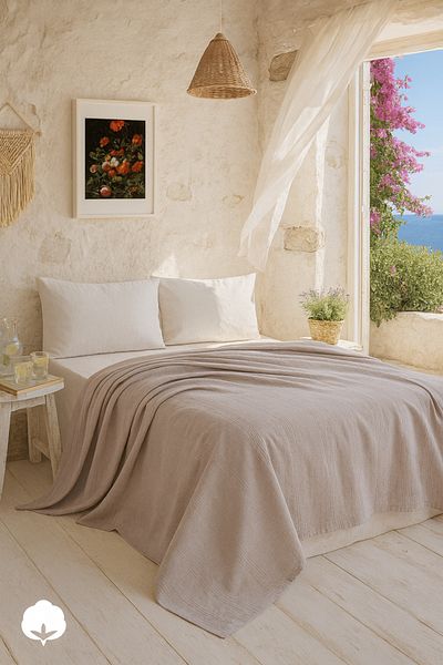 Evimcim 100% Cotton Pique Set Double – 200X230 Pique, Sheet and 2 Pieces 50X70 Pillowcases