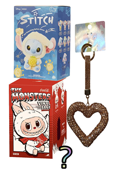 Pofika Stitch Koala + Labubu X Coca-cola +kalp Charm  3'lü Set