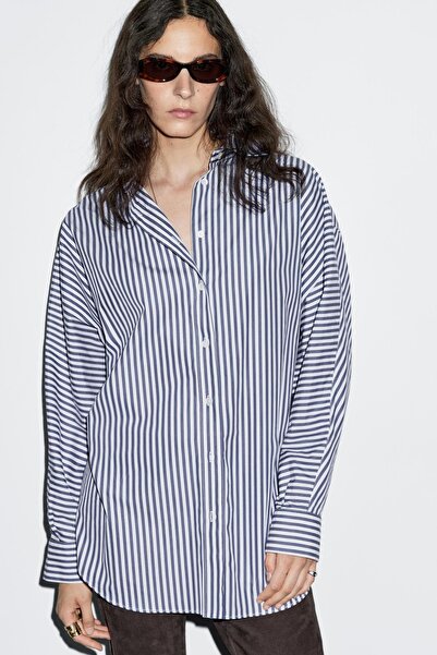 Massimo Dutti Çizgili oversize gömlek