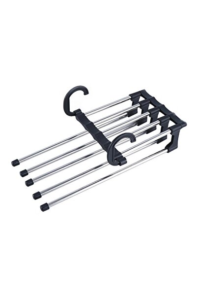 Aptel Κρεμάστρα παντελονιών, 5 ζευγάρια, επεκτεινόμενη, μεταλλική, μαύρη/ασημί