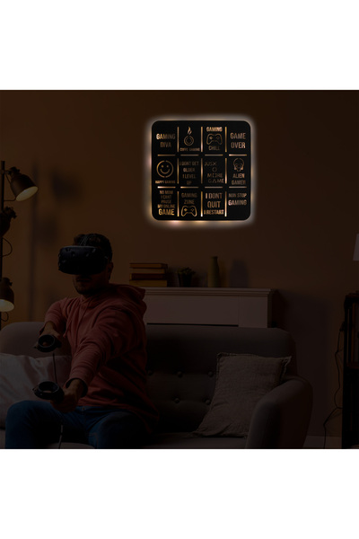 Genel Markalar Led Işıklı Gameing Diva Dekoratif Tablo Oyun Odası Duvar Dekorlu Gece Lambası