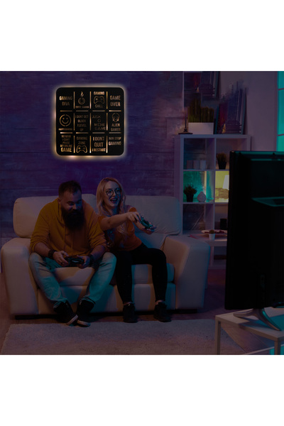 Genel Markalar Led Işıklı Gameing Diva Dekoratif Tablo Oyun Odası Duvar Dekorlu Gece Lambası