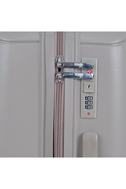 Mnuk PREMIO Carry On Luggage with Anti-Theft Zipper, TSA Lock, PP Material| Cabin Size 20-Champagne