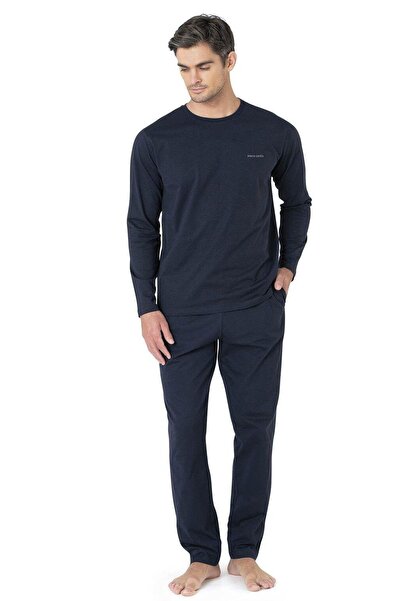 Pierre Cardin 5640 Erkek Triko Sabahlıklı 5'li Pijama Takım-Lacivert