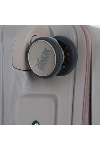 Mnuk PREMIO Checked Luggage with Anti-Theft Zipper, TSA Lock, PP Material| Medium Size 24- Champagne