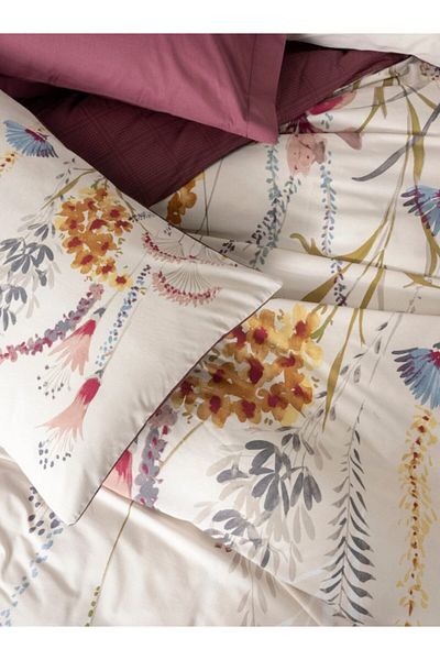 Cotton Box Double Duvet Cover Set Flos Claret Red