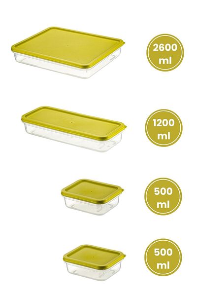 Mutfak Köşesi Tazekap 4-Piece Freezer Storage Container Set - Refrigerator, Food Organizer (2600ml, 1200ml, 2X500Ml)