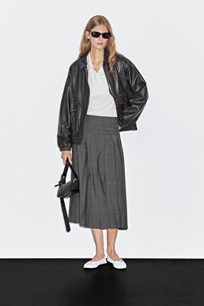 Massimo Dutti Kalın pilili midi etek