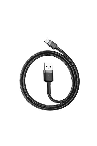 Baseus Cafule Serisi, Şarj & Data Aktarım Kablosu, Gri/Siyah, 0.5 m, 3 A, USB Kablo USB Type A & USB Type C