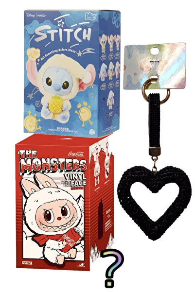 Pofika Stitch Koala + Labubu X Coca-cola +Kalp Charm Hediyeli 3'lü Set